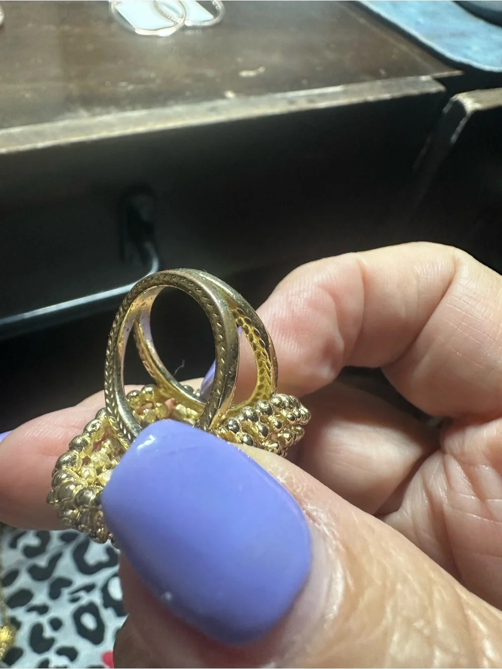 Kendra Scott Gold Statement Ring – Size 8– Bold Dome Beaded Design